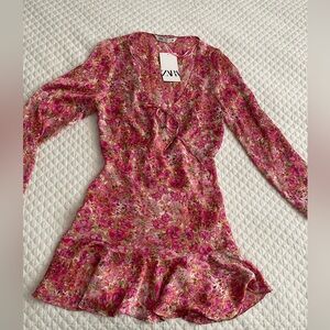 zara pink floral dress